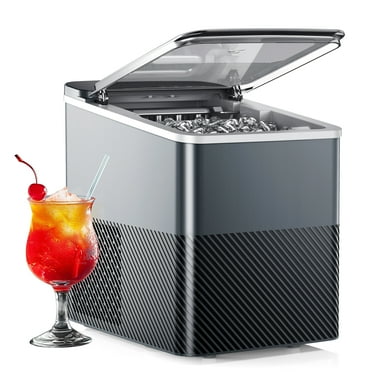 EUHOMY Countertop Ice Maker, Portable 2-Size Bullet Ice Machine with Self Cleaning, 9Pcs/6Mins, 26.5 Lbs/24H, Gray