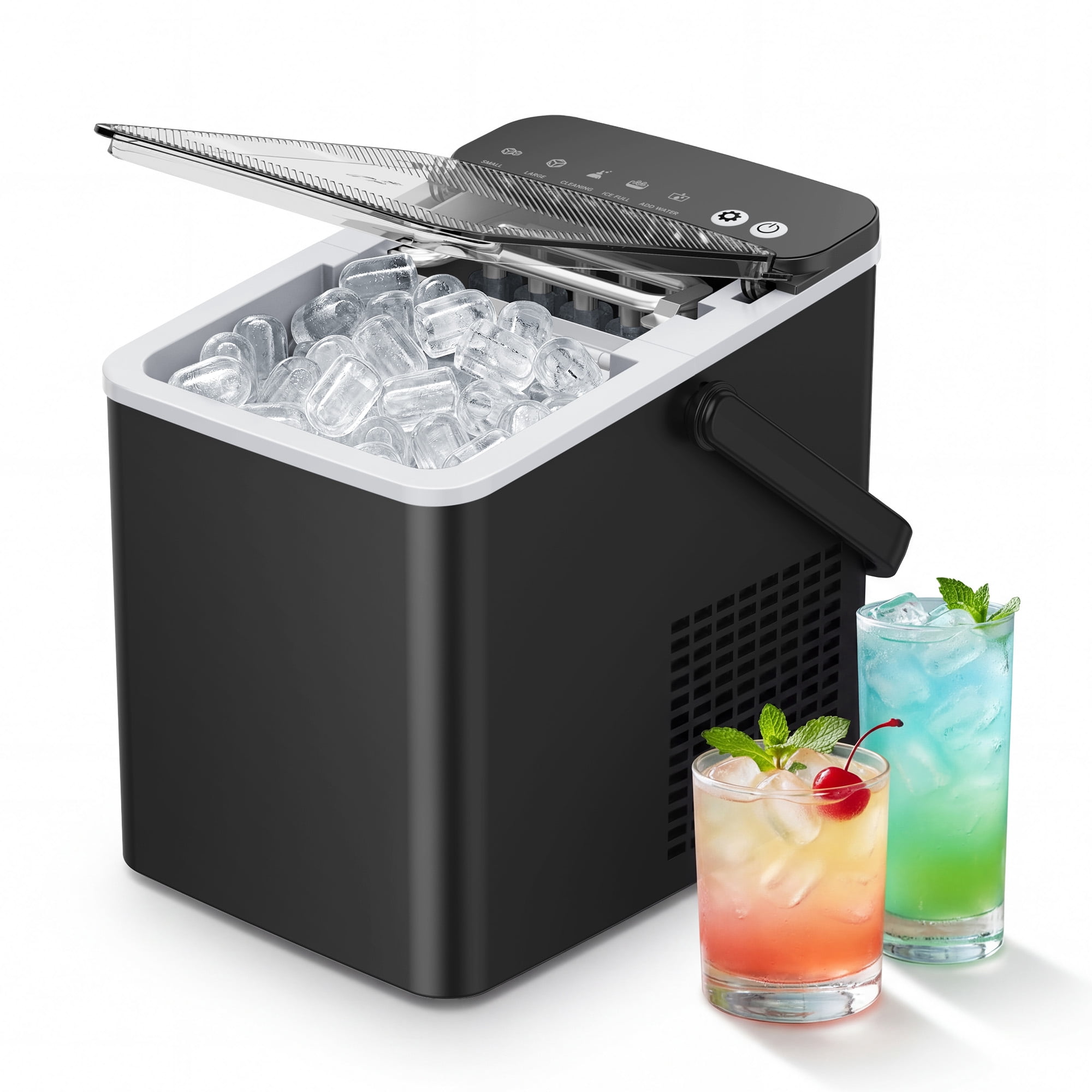 EUHOMY Countertop Ice Maker, 26 lbs/Day Portable Bullet Ice Machine, Self-Cleaning, Compact Design, Black