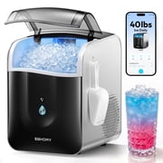 EUHOMY Nugget Ice Maker Countertop, 40Lbs/24H Chewable Pebble Ice Machine with Smart App Control and Self-Cleaning Function, Black