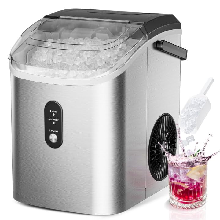 EUHOMY Nugget Ice Maker Countertop with Handle, Ready in 6 Mins, 34lbs ...