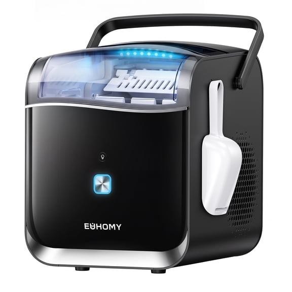 EUHOMY Portable Countertop Ice Maker, 26 lbs/24H, with 2 Ice Sizes & App Control, Carry Handle for Kitchen RV Dorm Office Pantry, Black
