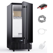 EUHOMY 80lbs Under Counter Ice Maker, Built-In Commercial Cube Ice Machine with Drain Pump, Auto Clean, Black