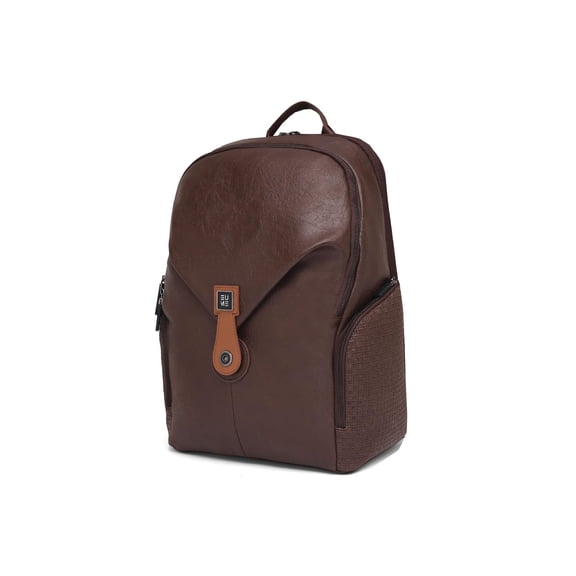 EUME Helix 28L Backpack Bag For Man, Rustic Brown| 2 Large Compartment office Laptop Backpack | Fits Up to 15.6" Laptop | Vegan Leather | Travel Bag | Laptop Backpack For Men and Women