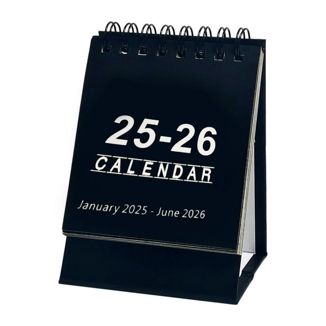 EUNIY 20252026 Mini Desk Calendar Portable Planner, Small Daily Scheduler Black, 4.13x3