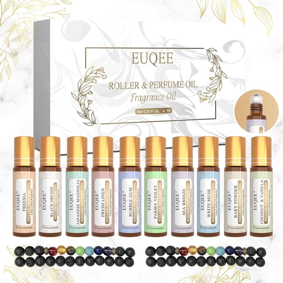 EUQEE 10Pcs Roller Fragrance Oil For Diffuser, Soap Making Fragrance Oil Gift Set For Women (10Ml)