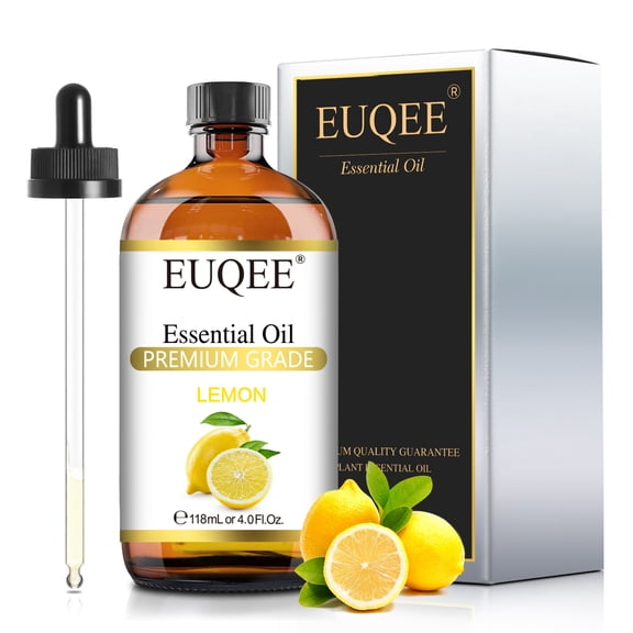 EUQEE 118ML Lemon Essential Oils Pure & Natural Premium Therapeutic Grade Essential Oil with Glass Dropper - 4 fl.oz