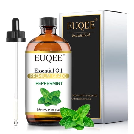 EUQEE 100% Pure and Natural Peppermint Oil for Diffusers,Spray,Aromatherapy,Skin Care,Soap&Candle Making,4 Fl Oz