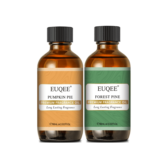 EUQEE 2PCS Pumpkin Pie and Forest Pine Fragrance Oils Set for Candles and Soaps Making,Diffusers,Aromatherapy,Perfume,DIY,60ML