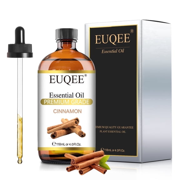 EUQEE Cinnamon Essential Oil 118ml Therapeutic Grade Essential Oil for Diffuser Skin and Hair