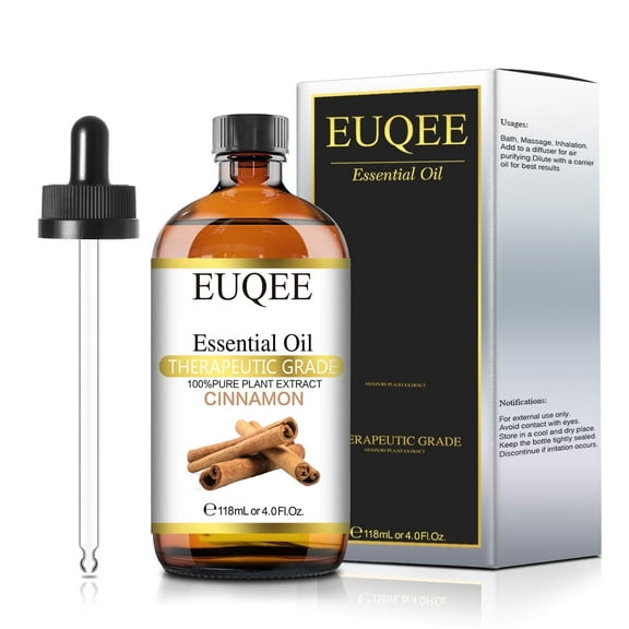 EUQEE Cinnamon Essential Oil 118ml Therapeutic Grade Essential Oil for Diffuser Skin and Hair