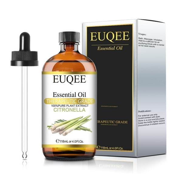 EUQEE 4 oz Citronella Essential Oils for Diffuser, Skin Care, Aromatherapy, Scalp and Body Massage
