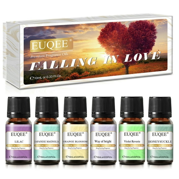 EUQEE 6PCSx10ml Fragrance Oil Set for Candle Making,Essential Oils Set for Diffuser,Candles,Soaps,Aromatherapy,Bath,Perfume,DIY,Home Care