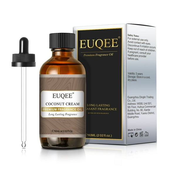 EUQEE Fragrance Oil, Coconut Cream, 2.02 fl oz, for use with Fragrance Oil Diffusers, Fragrance Warmers, Potpourri