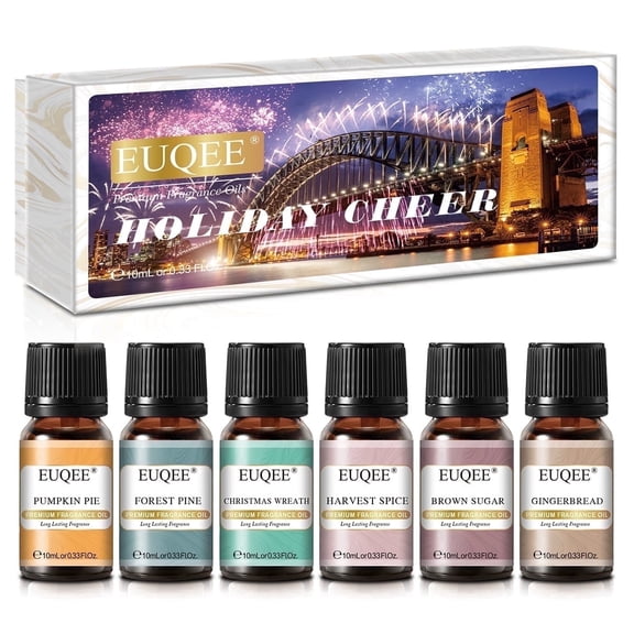 EUQEE Fragrance Oil Gift Set, Long Lasting Fall Holiday Bakery Scents for Diffusers, Humidifiers, DIY Car Freshies, Relaxation, Candle Soap Making