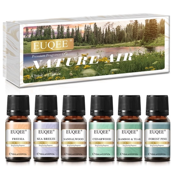 EUQEE Nature Air Fragrance Oil set for Diffuser,Candle Making,Aromatherapy,Skin,Relaxation(6*10ml)