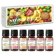 EUQEE 6PCS Fragrance Oil Set for Candle Making Soap Slime, Diffuser, Home, Strawberry, Cherry, Litchi, Apple, Mango, Peach, 10ML