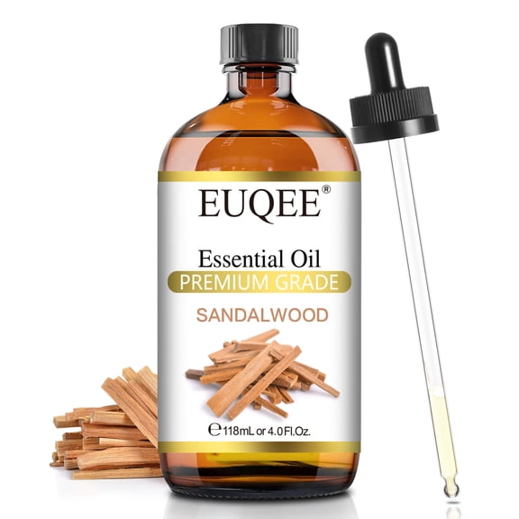 EUQEE 118 ml Sandalwood Essential Oil for Diffusers, Humidifier, Therapeutic Grade Essential Oil with Glass Dropper