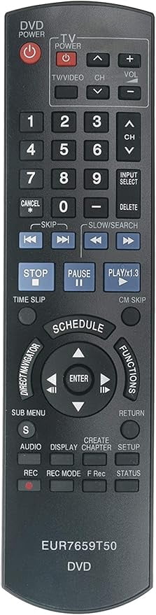 EUR7659T50 Replaced Remote Control fit for Panasonic DVD Recorder Diga ...