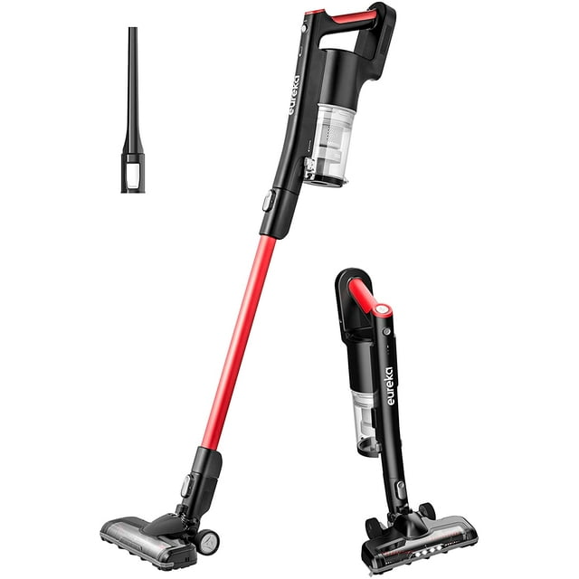 EUREKA Cordless Vacuum Cleaner, Hight Efficiency for All Carpet and Hardwood Floor LED Headlights, Convenient Stick and Handheld Vac, Basic Red