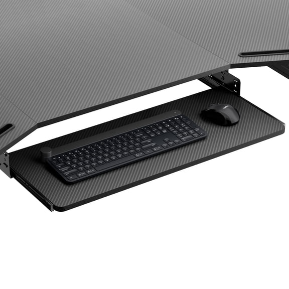 EUREKA ERGONOMIC Adjustable Keyboard Tray Under Desk, 28x11 Inch Large Slide Out Keyboard & Mouse Platform Tray, Wooden Pull Out Computer Keyboard Drawer for Typing Home Office Desk, Black C86