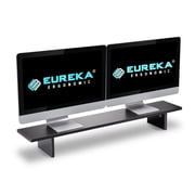 حامل الشاشة المزدوج EUREKA ERGONOMIC - أرجل قابلة للتعديل ، حامل شاشة مزدوج ، حامل شاشة كمبيوتر من ألياف الكربون ، منظم سطح مكتب ، حامل شاشة للكمبيوتر الشخصي ، كمبيوتر ، كمبيوتر محمول أسود