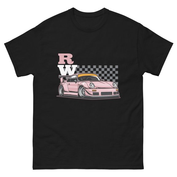 EURO 911 japan drift king sport carrera pink classic tee t-shirt (Black, XL)