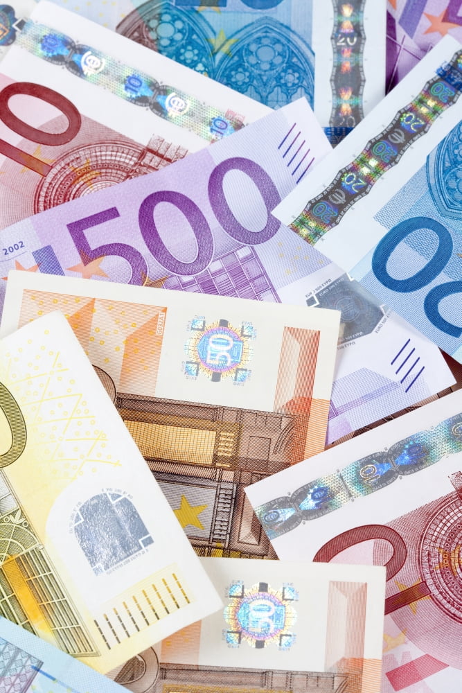 EURO - EUROPEAN UNION BANKNOTES Canvas Art - Panoramic Images (27 x 9)