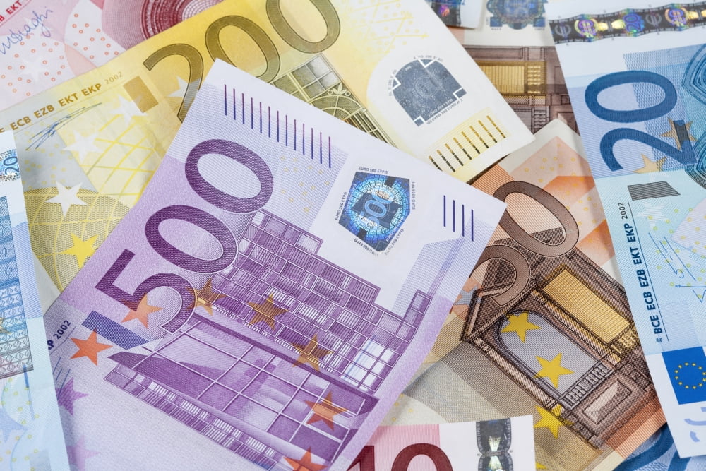EURO - EUROPEAN UNION BANKNOTES Canvas Art - Panoramic Images (27 x 9)