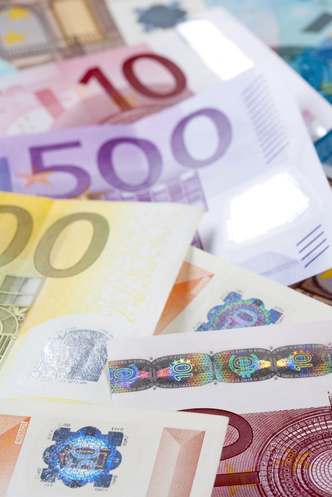 EURO - EUROPEAN UNION BANKNOTES Canvas Art - Panoramic Images (36 x 12)