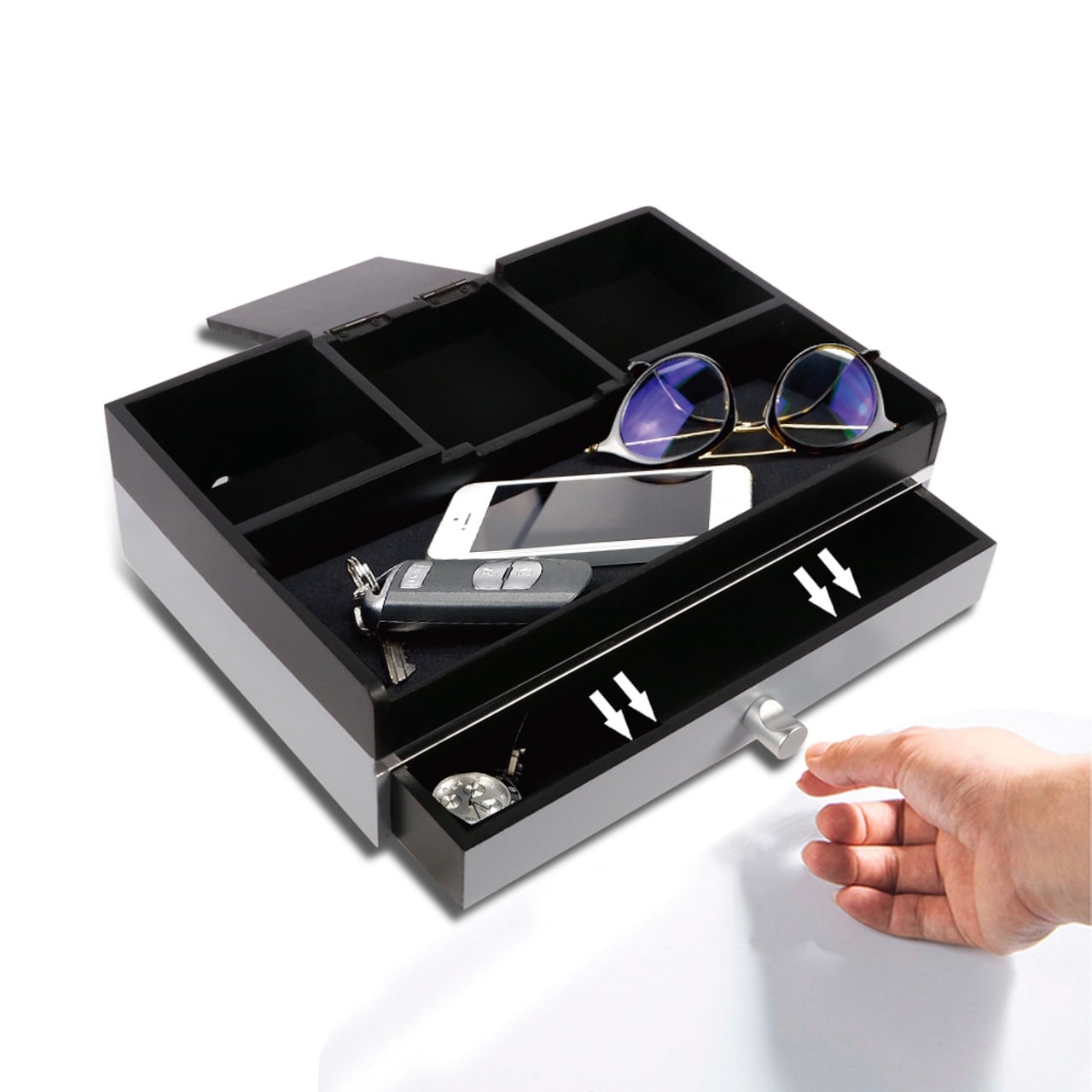 EURO SAKURA Mens Dresser Valet Jewelry Drawer Organizer Valet Display