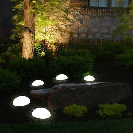 EURO SAKURA Solar Ground Lights Half Ball Shaped Lawn Lamp 5 LED Waterproof Plastic Outdoor Lights