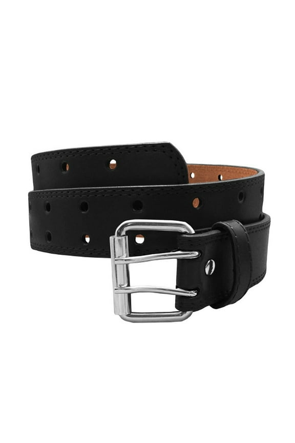 EURO Womens Thick Wide 2 Hole Leather Belt - Fashion Double Row M