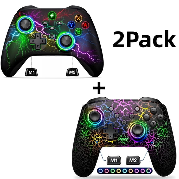 EUROA 2Pack Switch Pro Controller for Nintendo Switch/Lite/OLED, Wireless Switch Remote Gamepad with Programmable/Turbo/Wakeup