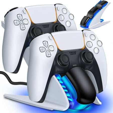 EUROA PS5 Controller Charger, PS5 Charging Station with Fast Charging Dock for Playstation 5 Console Digital & Disc Edition, PS5 Accessories