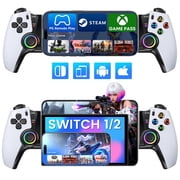 EUROA Phone Controller for iPhone/Android/Switch 2/1/OLED, Mobile Gaming Controller with Hall Effect Joysticks&Triggers, Programmable,Turbo & RGB Light