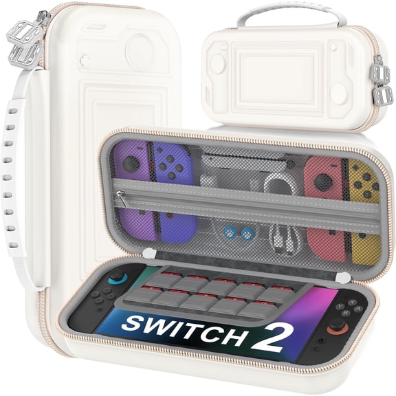 EUROA Switch 2 Case, Switch 2 Carrying Case for Nintendo Switch 2, Switch 2 Accessory-White