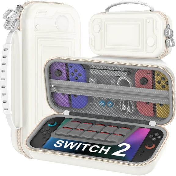 EUROA Switch 2 Case Compatible with Nintendo Switch2 /Switch OLED, Switch 2 Hard EVA Travel Case-White