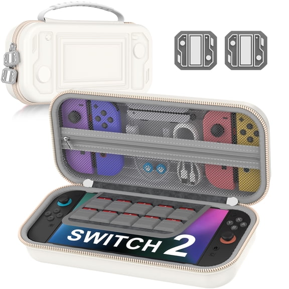 EUROA Switch 2 Carrying Case White, Portable Hard Travel Storage Bag Compatible with Nintendo Switch 2