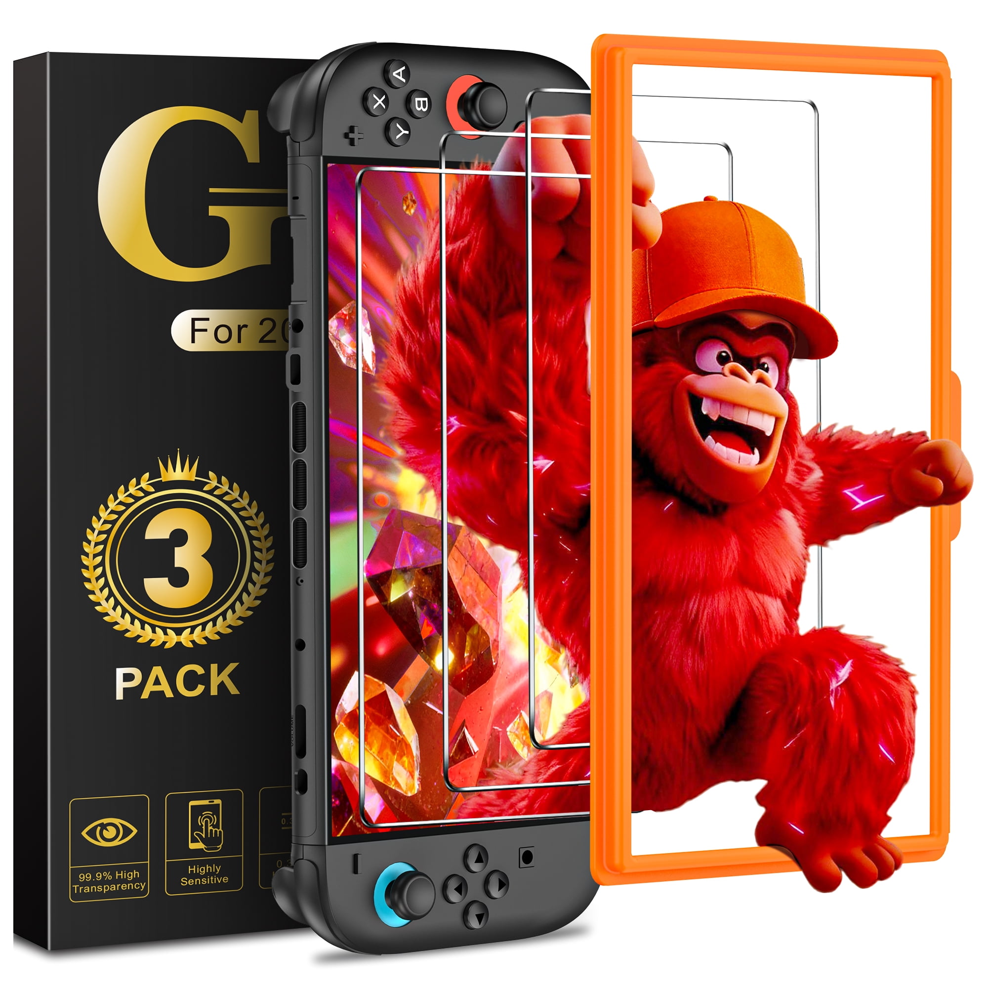 EUROA Tempered Glass for Nintendo Switch 2 Screen Protector 2025, Accessories, 30 seconds Installation, Bubble Free, Anti-Scratch, Touch Sensitive