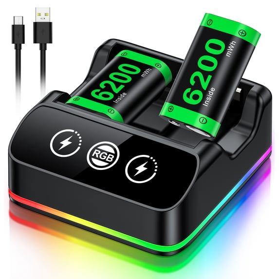 EUROA Xbox Controller Battery Pack with 2x6200mWh for Xbox One/S/X/Elite Controller, Rechargeable Battery Pack for Xbox Series X/S, XBox Accessories