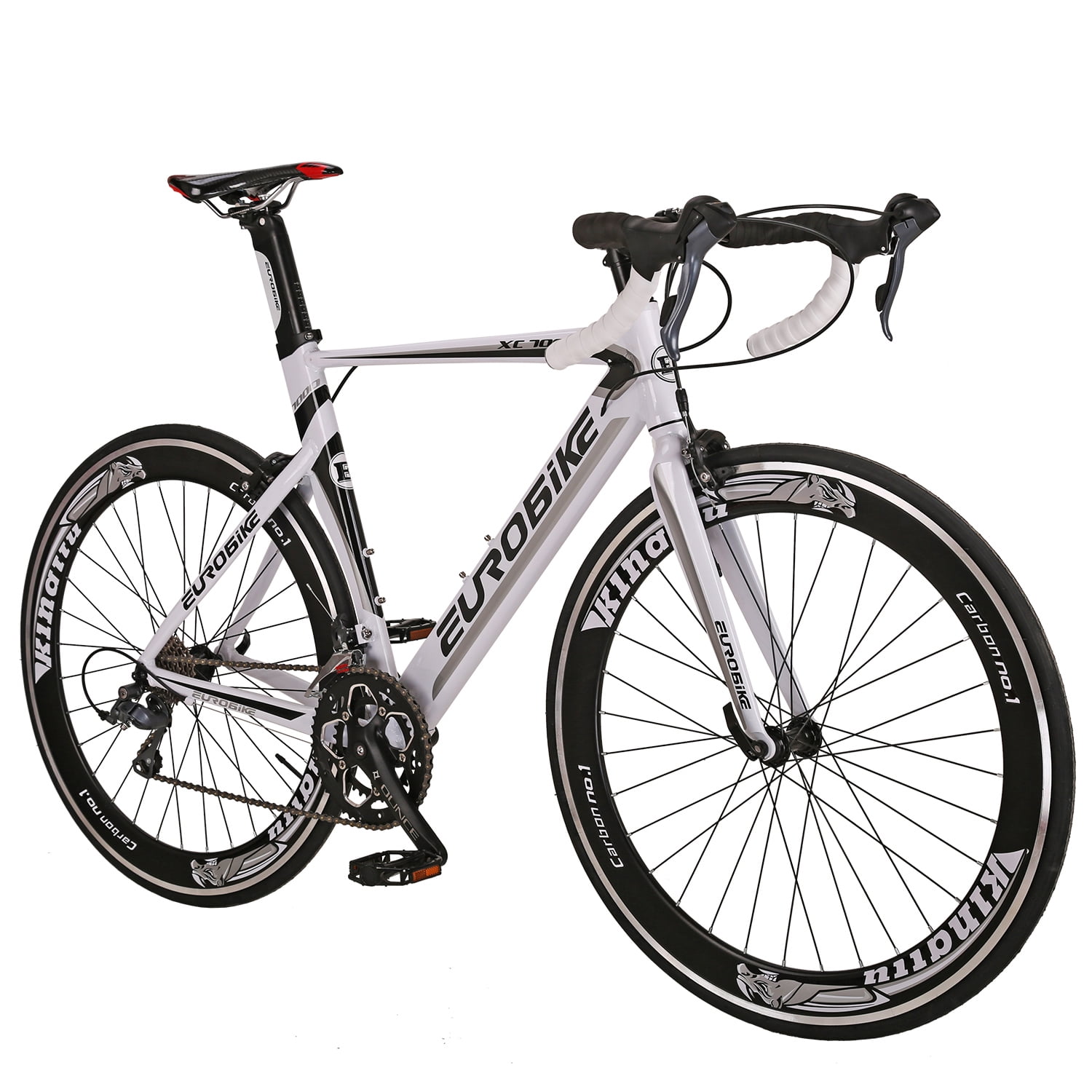  EUROBIKE Bicicleta de carretera para hombres adultos, XC7000,  bicicleta de carretera de aluminio ligera para mujeres, bicicleta de  carreras Shimano14 Speed 700C, marco de aluminio de 21.3 in (blanco-XC7000)  : Deportes