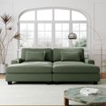 thumbnail image 1 of EUROCO 1000LBS 90" Square Arm Sofa Couch, Polyester Sofa with 2 Detachable Ottoman, Back Cushions, 2 pillows and Wood Frame for Living Room, Office, Apartment, Green, 1 of 1