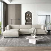 EUROCO 102.4” Longer Oversized Convertible Sectional Sofa,Upholstery L Shaped Couch with Reversible Chaise,Beige