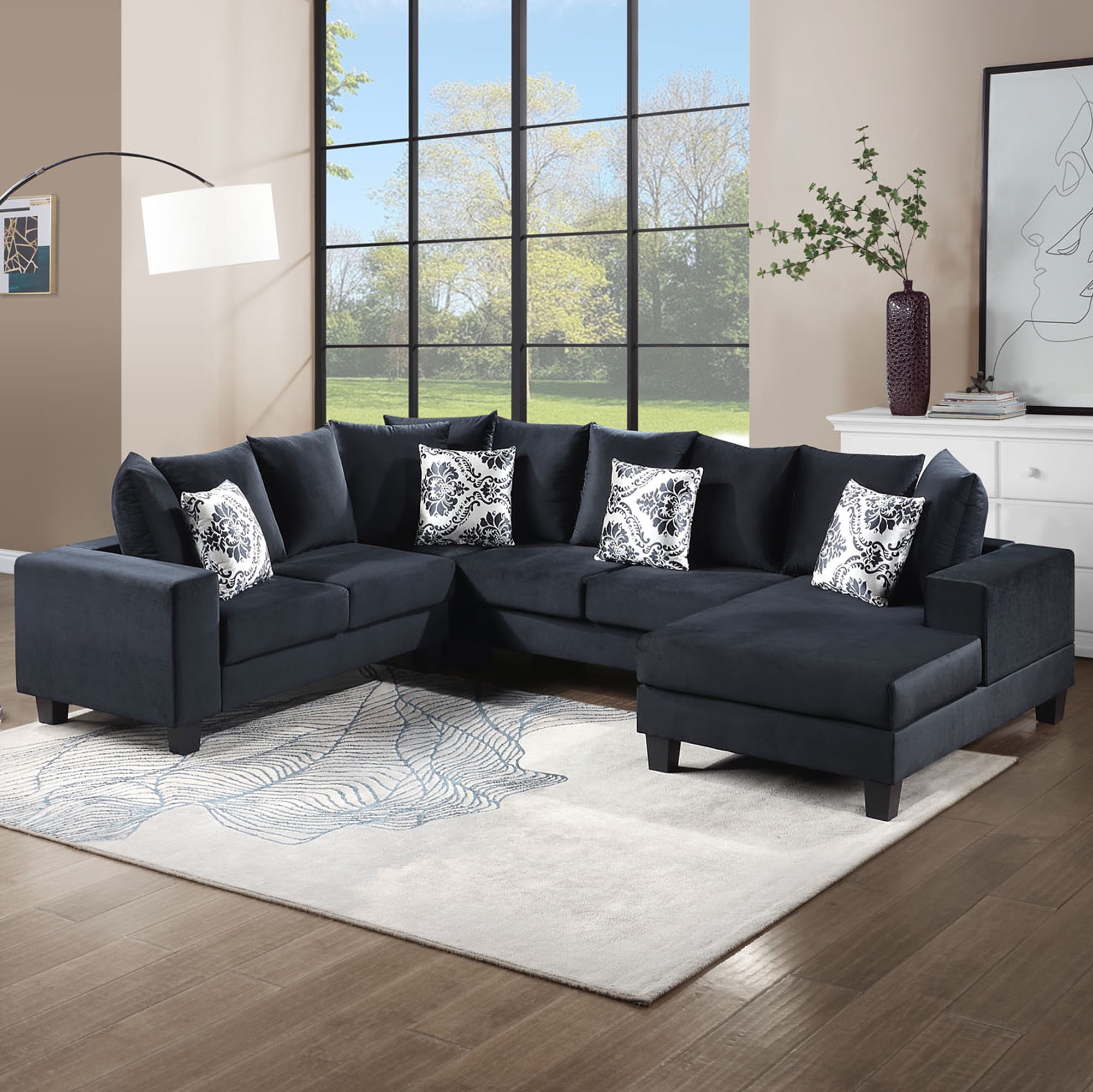 Black u sectional discount