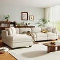 thumbnail image 1 of EUROCO 128.7" Longer 5-seat Sectional sofa Modular Sofa Couch with Removable Storage Ottoman, 2 hidden cup holders and Removable Cushions for Living Room Apartment,Beige, 1 of 8
