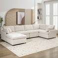 thumbnail image 1 of EUROCO 1300LBS 100.4" Modern Large U-Shape Sectional Sofa Couch, 6-Seater Polyester Sofa with Removable Ottomans for Living Room, Beige, 1 of 8