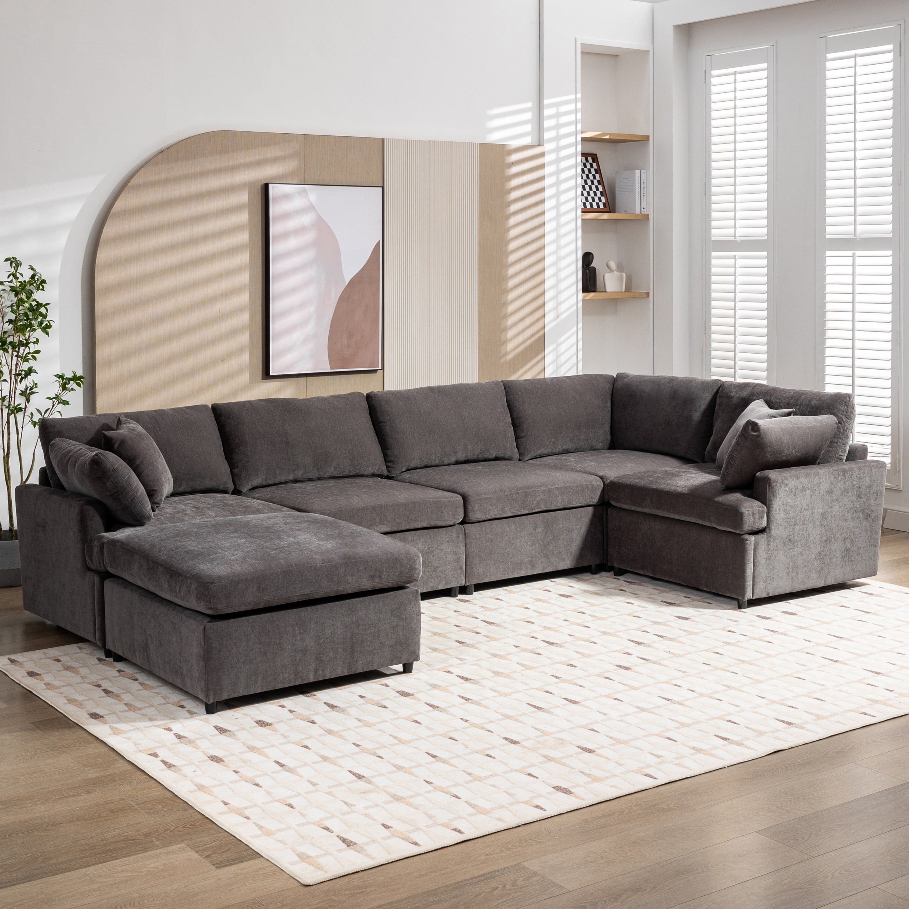 EUROCO 1300LBS 100.4" Modern Large U-Shape Sectional Sofa Couch, 6