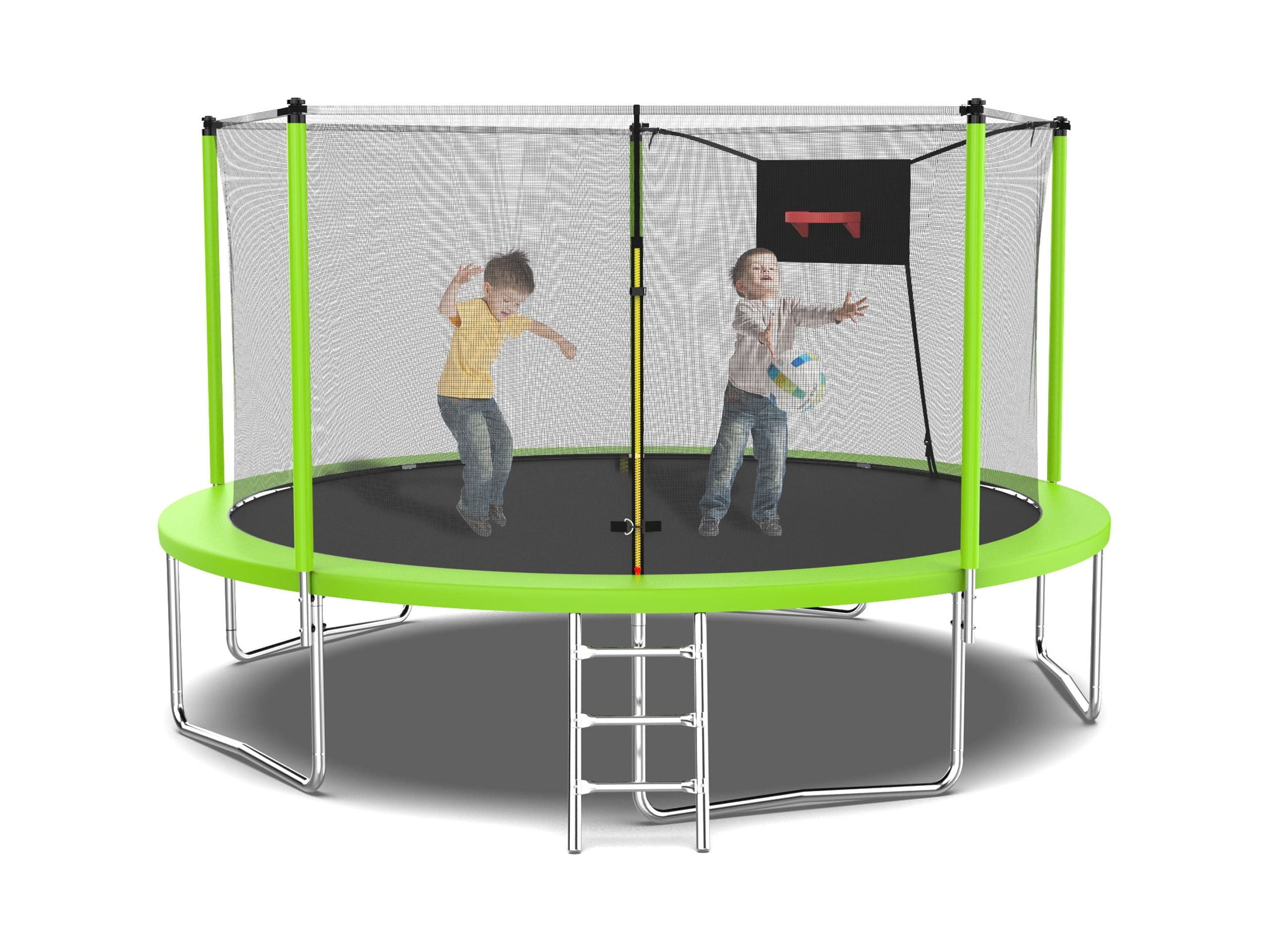 EUROCO 14FT Trampoline for Kids,Trampoline with Enclosure,Round Outdoor