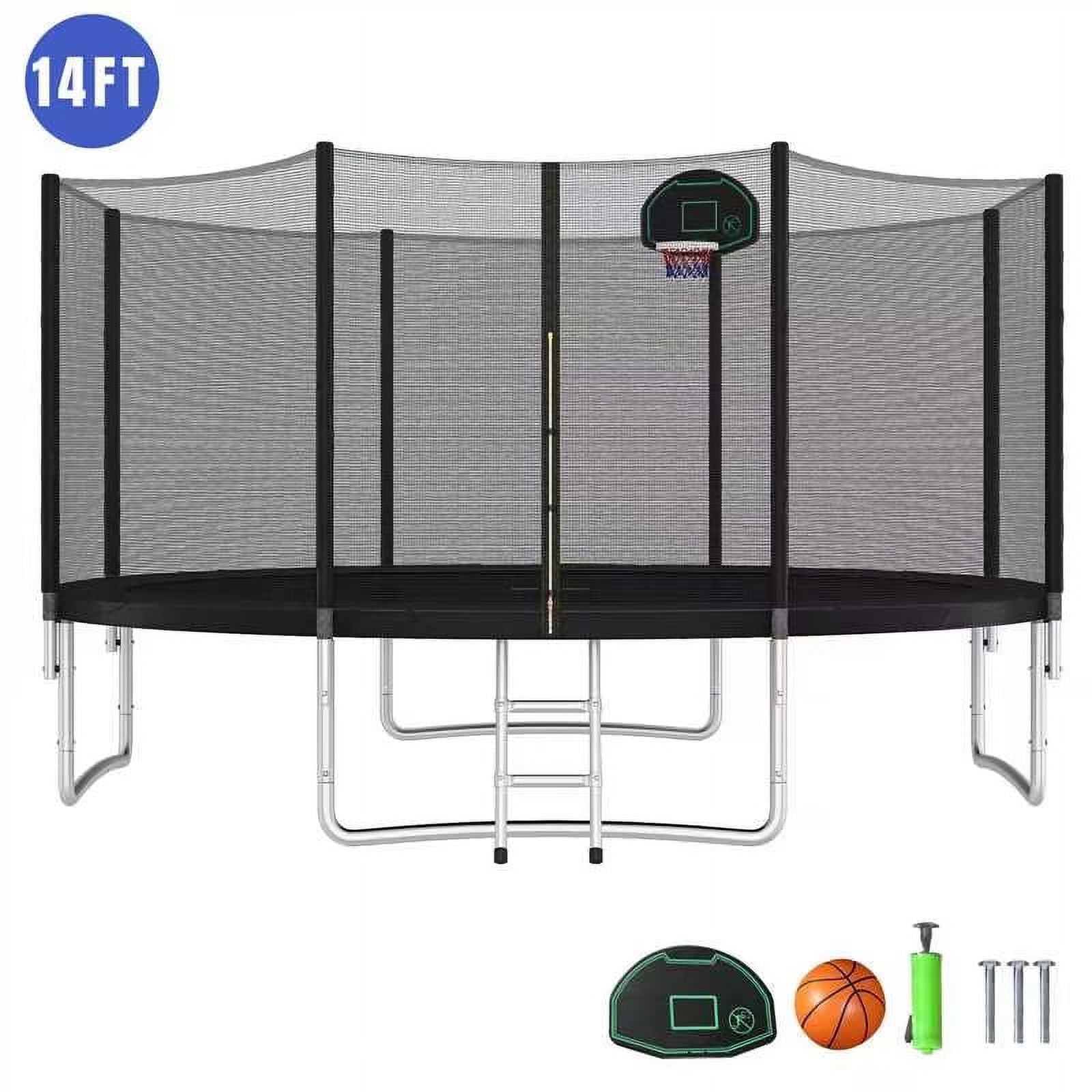 Bounce Pro 14-Foot Outdoor Trampoline – Safety Enclosure Combo
