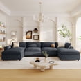 thumbnail image 1 of EUROCO 152.8" Oversized Sectional Sofa for 6 seats Down Filled Upholstered Sofa Couch with Seattle interior,Feather+PP cotton, 2 movable footrests, Solid wood Frame for Living Room, Apartment, 1 of 8